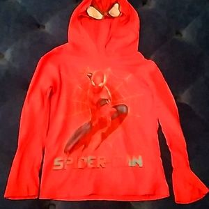 Boys Spiderman Mask Hoodie Size Lg 7